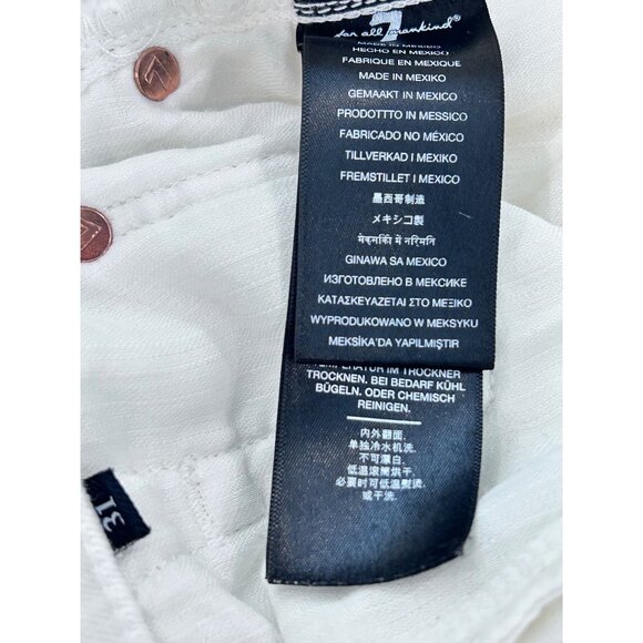 7 FOR ALL MANKIND~  Womens White Mid Roll Shorts Cotton/Spandex Blend Size 31 - Picture 10 of 11